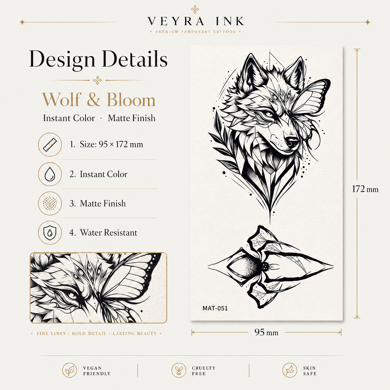 Wolf & Bloom Temporary Tattoo Set product image