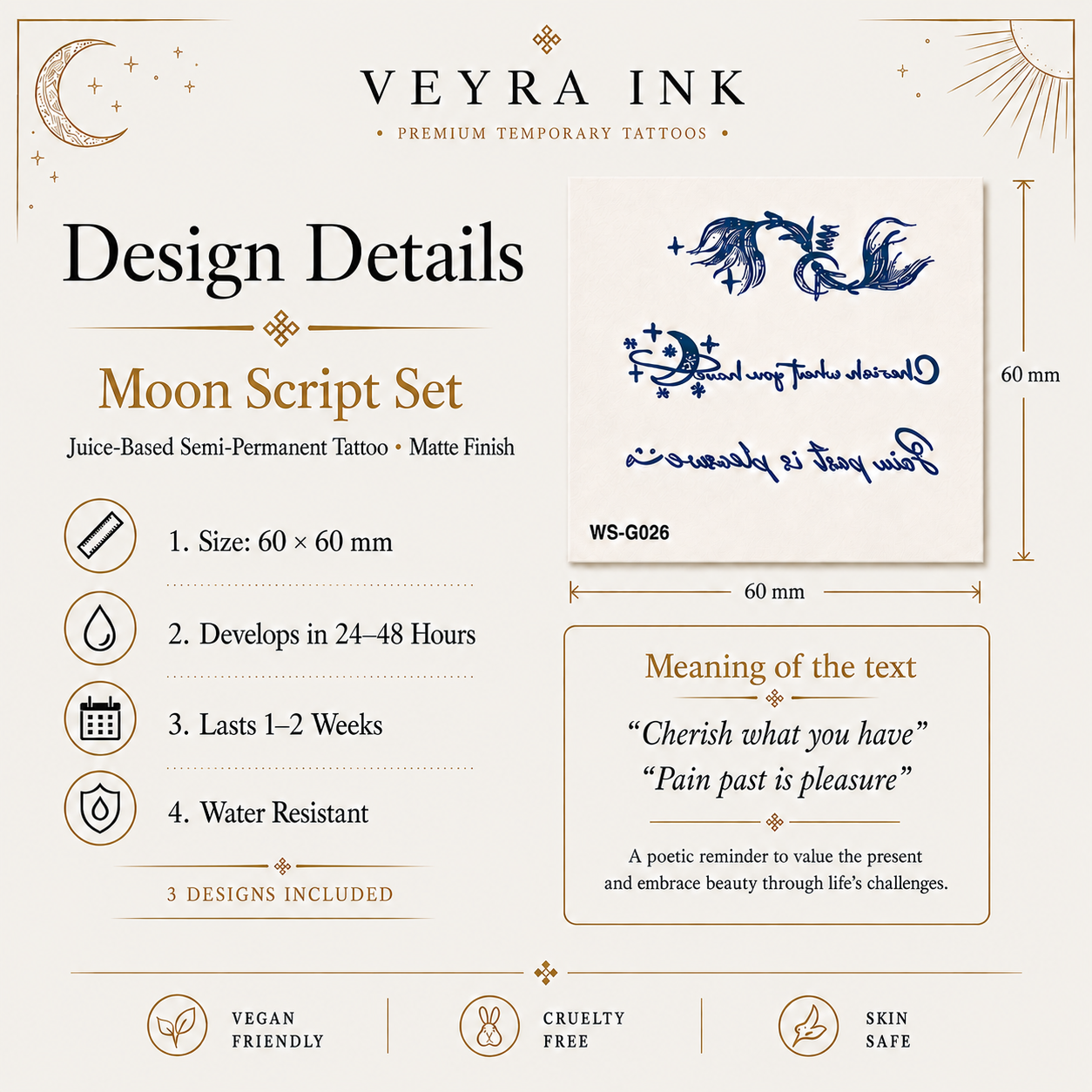 Moon Script Semi-Permanent Tattoo Set product image